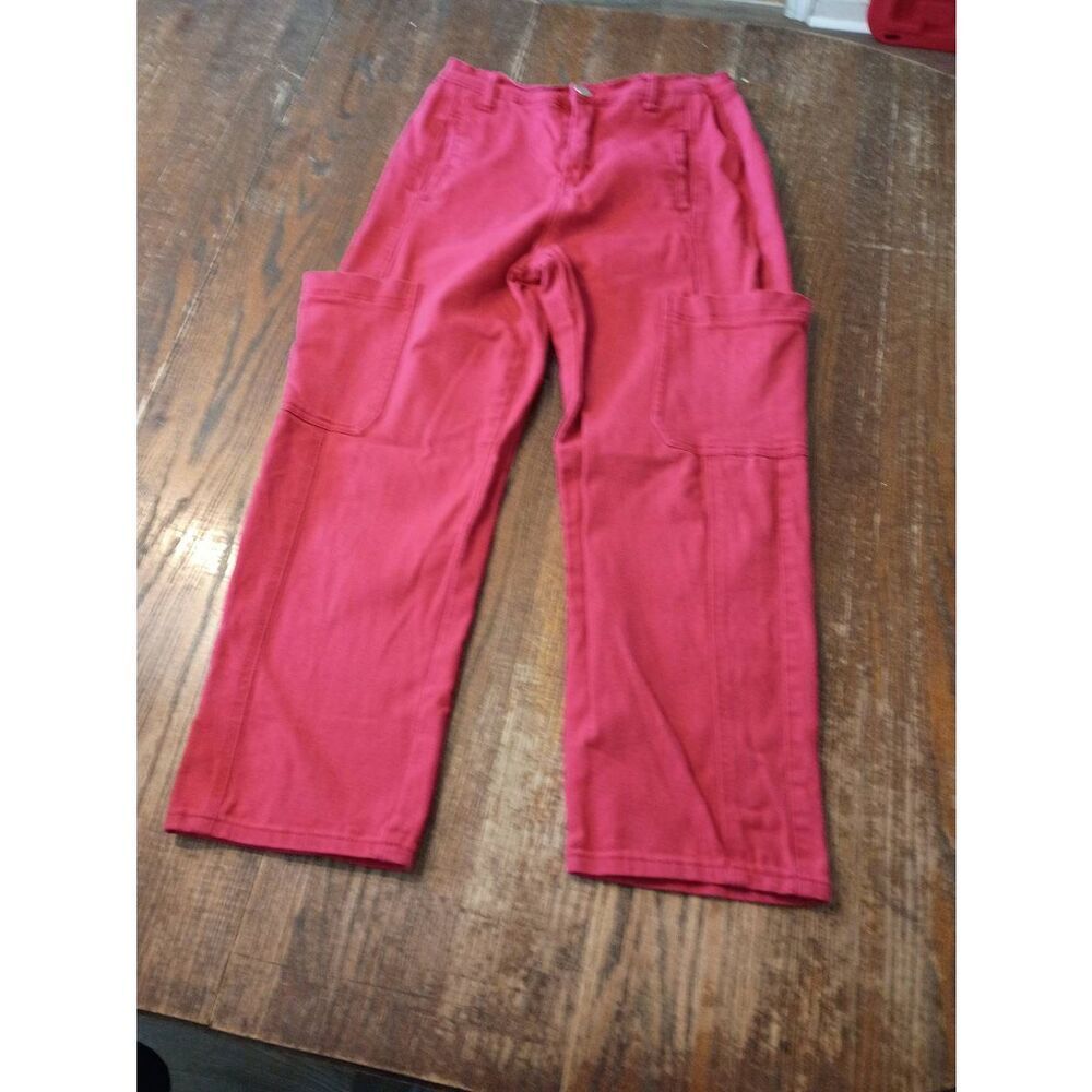 Jr Large Rue21 Red Partial Elastic Waist Casual Pants Cargo Pockets Cargo Pants